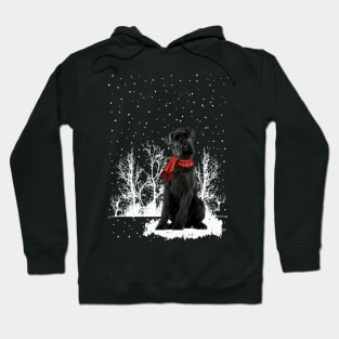 Christmas Giant Schnauzer With Scarf In Winter Forest Hoodie